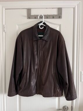 Danier Dark Brown Leather Bomber Jacket